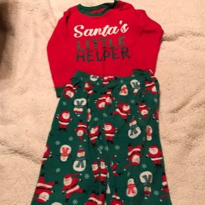 Carters Santa’s helper pajamas.